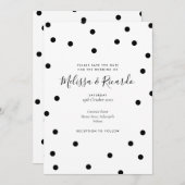 Moderne Zwarte en Witte Stippen Save the Date (Voorkant / Achterkant)