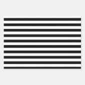 Moderne zwarte en witte strepen en roze bloemen inpakpapier vel (Voorkant 3)