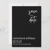 moderne zwarte en witte trendy save the date (Voorkant)