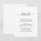 Moderne Zwarte en Witte Trouw Bijlagekaart Informatiekaartje (Voorkant / Achterkant)