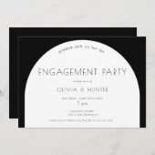 Moderne zwarte en witte uitnodiging voor verloving (Voorkant / Achterkant)