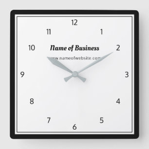 Moderne zwarte en witte vlek, eenvoudig met cijfer vierkante klok