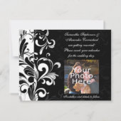 Moderne Zwarte en Witte Werveling Save The Date (Achterkant)