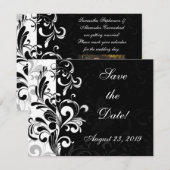 Moderne Zwarte en Witte Werveling Save The Date (Voorkant / Achterkant)
