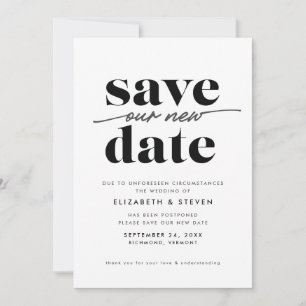 Moderne zwarte en witte wijziging van de datumkaar save the date
