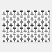 Moderne zwarte en witte witte kerstbomen inpakpapier vel (Voorkant)