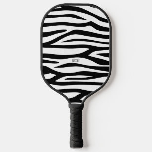 Moderne zwarte en witte zebra Afdrukken op maat Pickleball Paddle