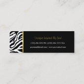 Moderne zwarte en witte zebrastripes met goud mini visitekaartje (Achterkant)