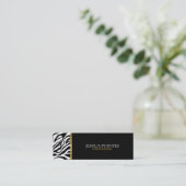 Moderne zwarte en witte zebrastripes met goud mini visitekaartje (Staand voorkant)