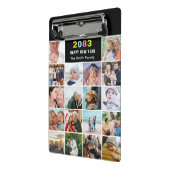 Moderne zwarte familie fotocollage aangepaste teks mini klembord (Angled2)