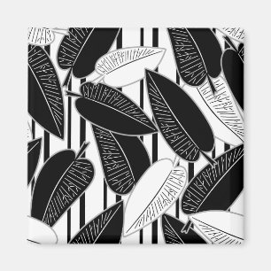 Moderne zwarte ficus verlaat abstracte striped afd magneet
