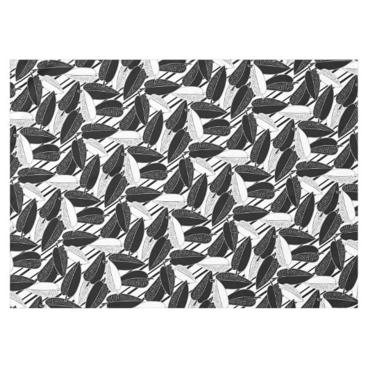 Moderne zwarte ficus verlaat abstracte striped afd tafelkleed (Voorkant (Horizontaal))