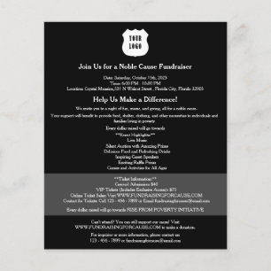 Moderne zwarte fondsenwerving flyer