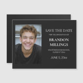 Moderne zwarte foto Afstuderen Opslagdatum (Voorkant / Achterkant)