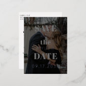 Moderne, zwarte foto bruiloft, behalve datum folie uitnodiging briefkaart (Voorkant / Achterkant)