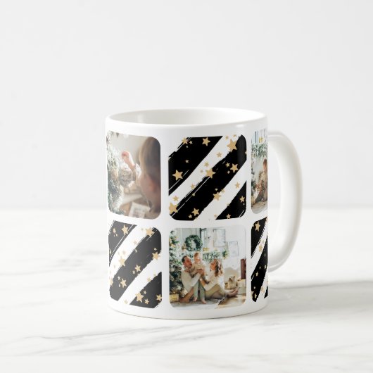 Moderne zwarte foto Kerstvakantie Koffiemok (Voorkant rechts)