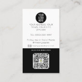 moderne zwarte Foto logo QR code professional Visitekaartje (Achterkant)