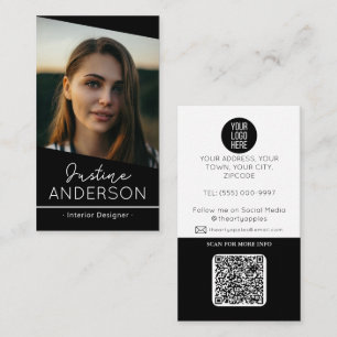 moderne zwarte Foto logo QR code professional Visitekaartje