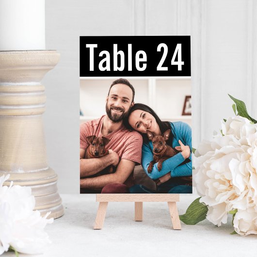 Moderne Zwarte Foto Tafelnummerkaart voor Huisdier Kaart