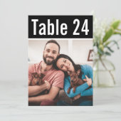 Moderne Zwarte Foto Tafelnummerkaart voor Huisdier Kaart (Staand voorkant)