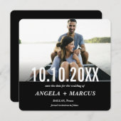 MODERNE ZWARTE FOTO VAN DE KAARTKOORD DE DATUM SAVE THE DATE (Voorkant / Achterkant)