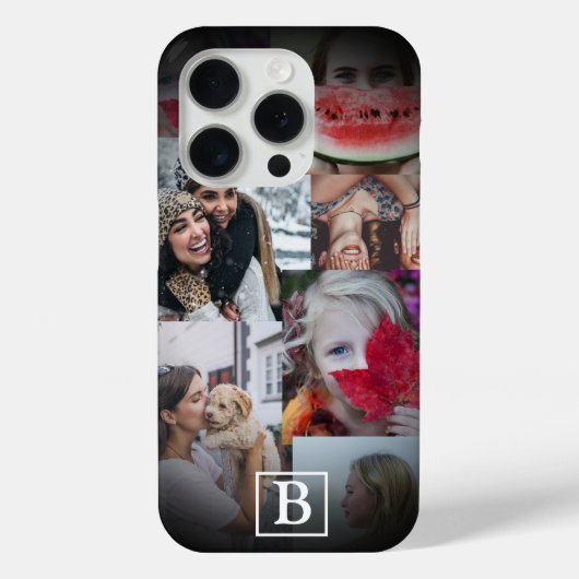 Moderne zwarte fotocollage 6 Afbeelding monogram Case-Mate iPhone Case (Achterkant)