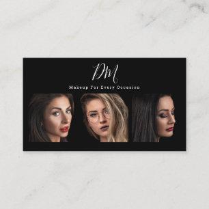 Moderne zwarte fotocollage trendy make-up kunstena visitekaartje