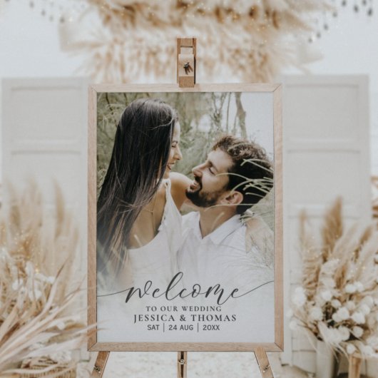 Moderne zwarte fotokalligrafie Witte gradiënt Poster