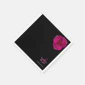 Moderne zwarte fuchsia en wit-bruiloft- servet (Hoek)