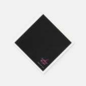 Moderne zwarte fuchsia en wit-bruiloft- servet (Hoek)
