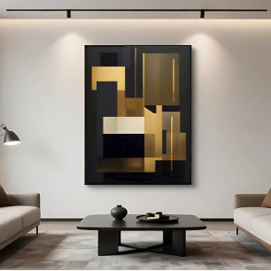 Moderne Zwarte Geometrische Abstracte Canvas Afdruk