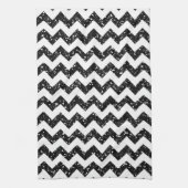 Moderne Zwarte Glitter Chevron Keukenschotel Handd Theedoek (Verticaal)
