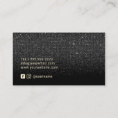 Moderne zwarte glitter minimalist visitekaartje (Achterkant)