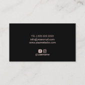 Moderne zwarte glitter Roos Gold Lips Makeup Artis Visitekaartje (Achterkant)