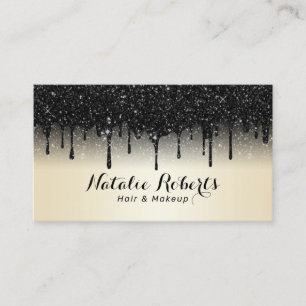 Moderne zwarte glitter steekt parelbruine salon af visitekaartje