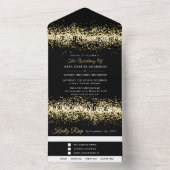 Moderne zwarte glitters bruiloft alles-in-één uitn all in one uitnodiging (Binnen)