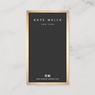 Moderne zwarte Gold Border Earring Display Holder Visitekaartje