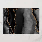 Moderne Zwarte Goud Agaat Save the Date Folie Uitnodiging (Achterkant)