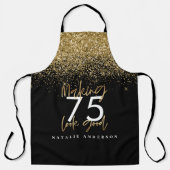 Moderne, zwarte goudbewerkbare verjaardag schort (Voorkant)