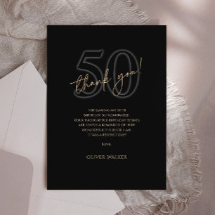 Moderne Zwarte Gouden 50e Verjaardag Dank Je Kaart