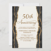 Moderne Zwarte Gouden 50ste Huwelijksverjaardag Kaart (Voorkant)