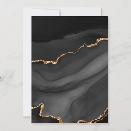 Moderne Zwarte Gouden Agaten Trouw Kaart (Achterkant)