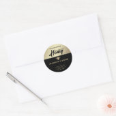 Moderne zwarte gouden bijenkast Honey jar Ronde Sticker (Envelop)
