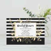 Moderne Zwarte Gouden Botanische Glamour Bruidsdou Kaart (Staand voorkant)