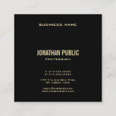 Moderne zwarte gouden elegante professionele lapto vierkante visitekaartje (Achterkant)