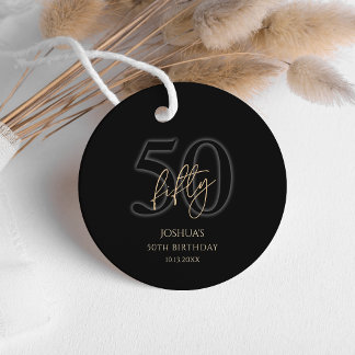 Moderne Zwarte Gouden Favorietlabels voor 50ste Ve Bedankjes Labels