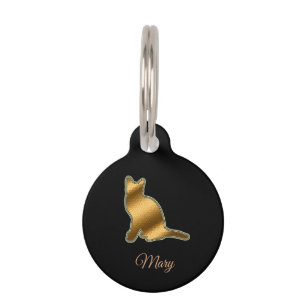 Moderne Zwarte Gouden Kat Huisdierpenning