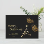 Moderne Zwarte Gouden Kerstvakantiekaart Kaart (Staand voorkant)