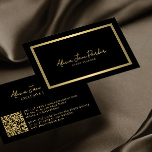 Moderne zwarte gouden metalen QR-code professionee Visitekaartje