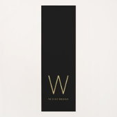 Moderne zwarte gouden minimalistische monogram yogamat (Voorkant)